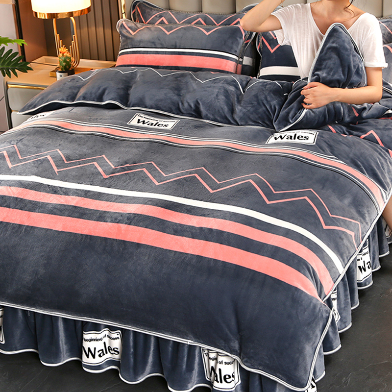 加绒牛奶绒被套珊瑚绒被罩单件