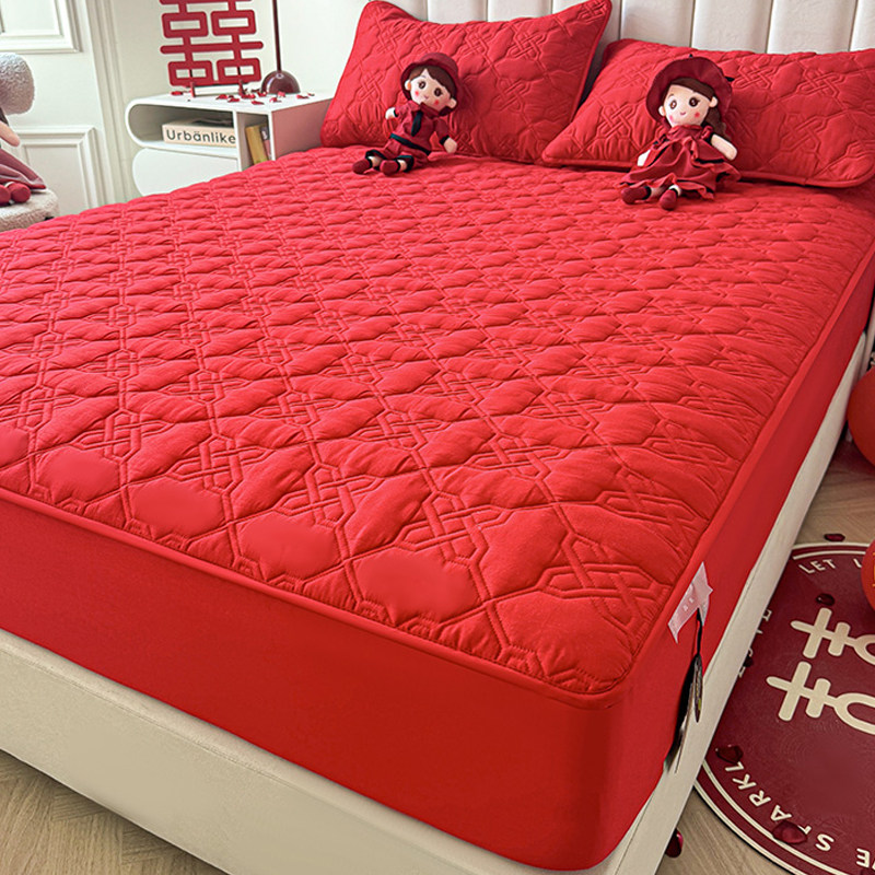 婚庆喜嫁A类全棉夹棉床笠100纯棉