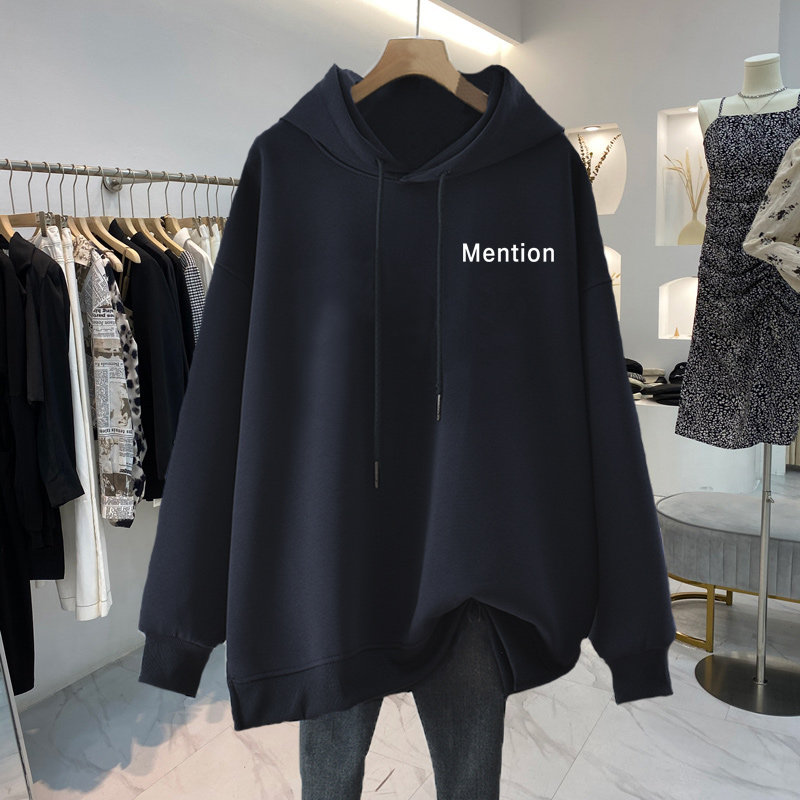 임산부 벨벳 후드 티셔츠 여성용 중간 길이 한국 스타일 루즈 캐주얼 탑 패션 다재다능한 두꺼운 가을 겨울 의류