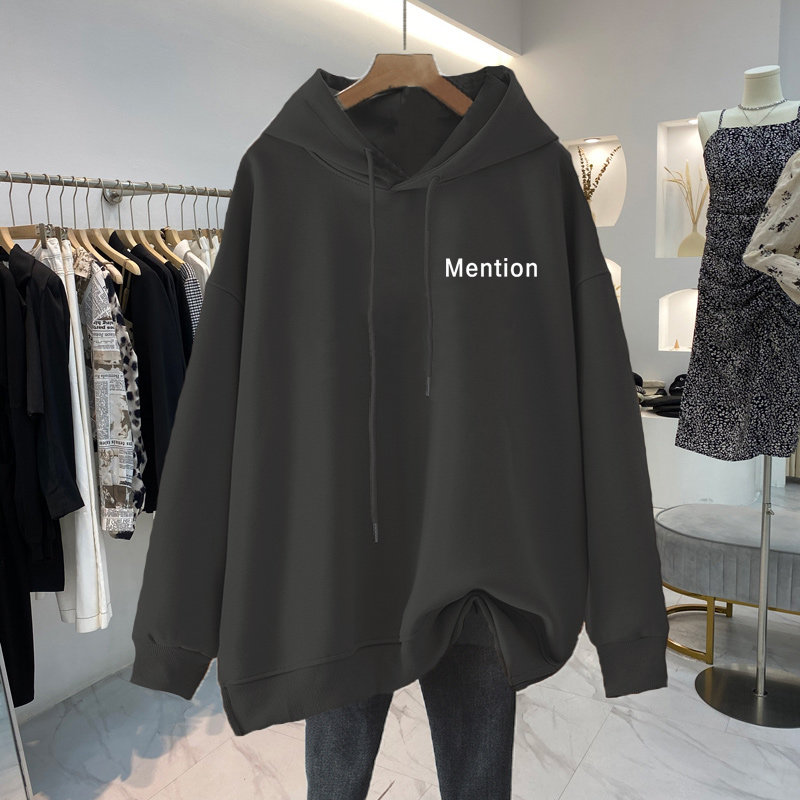 임산부 벨벳 후드 티셔츠 여성용 중간 길이 한국 스타일 루즈 캐주얼 탑 패션 다재다능한 두꺼운 가을 겨울 의류