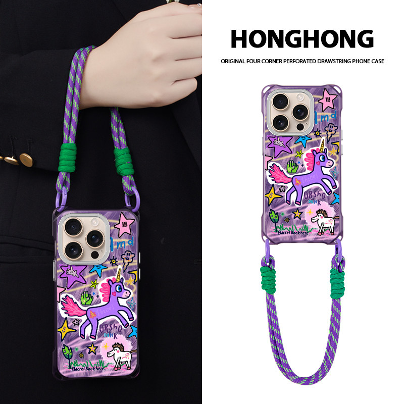 原创紫色独角马适用苹果17promax华为mate60pro手机壳小众iphone16卡通创意pura70斜挎磁吸14新款手提15挂绳,3C数码配件,手机保护套/壳,淘宝优惠券,粉丝福利购,淘宝优惠卷