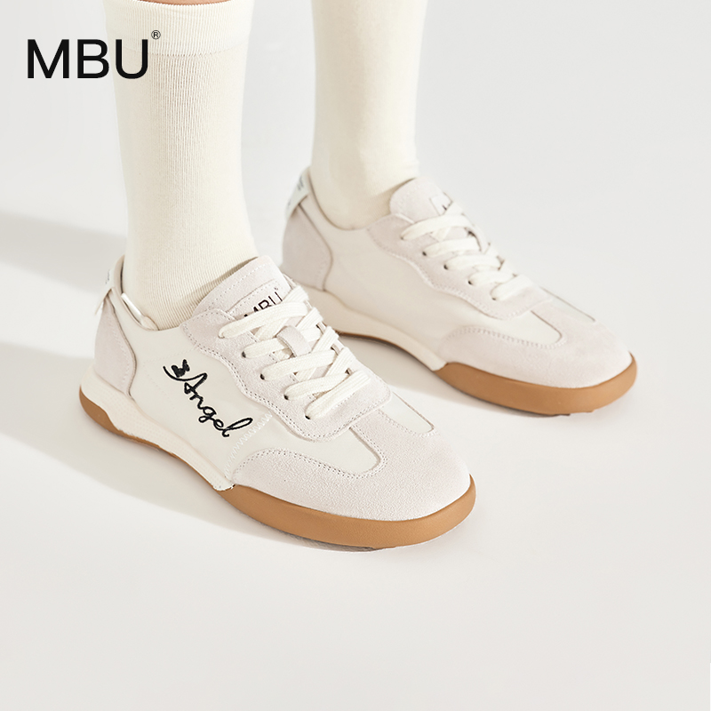 MBU复古薄款德训鞋女透气小白鞋