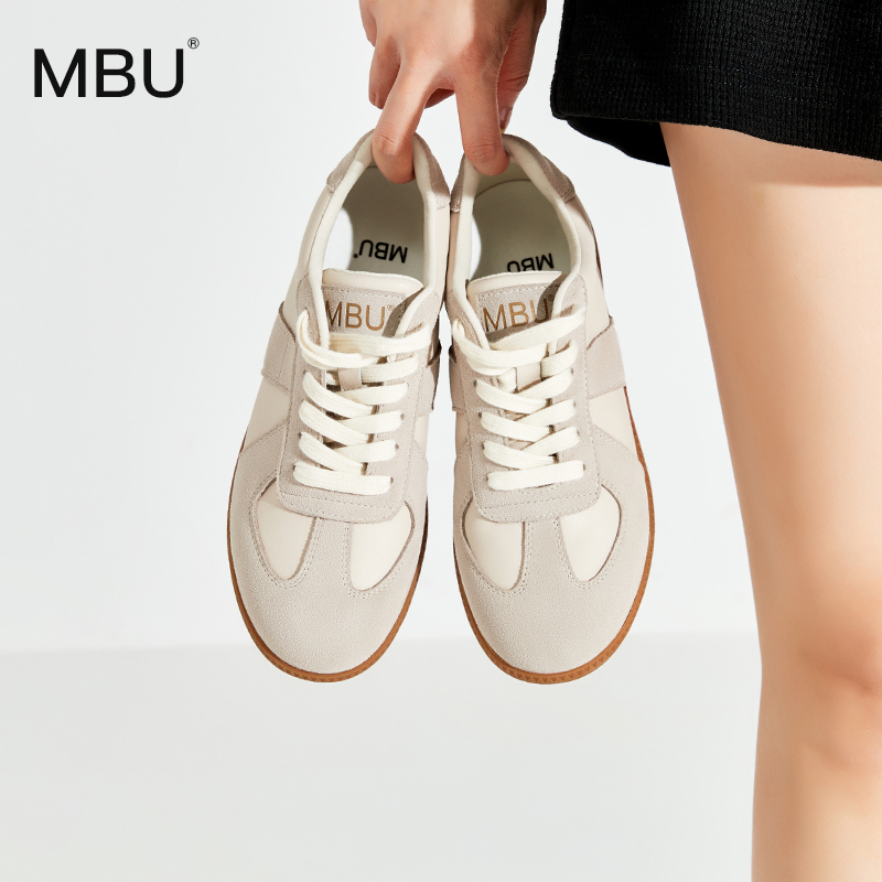 MBU 防水德训鞋女秋季阿甘百搭2025年新款小众复古男款平底小白鞋