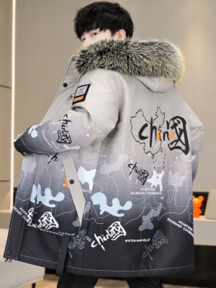 다운 코튼 코트 남성용 중간 길이 가을 겨울 두꺼운 코트 학생 슬림 코튼 코트 남성용 겨울 코트 코튼 코트 파이 오버 코트