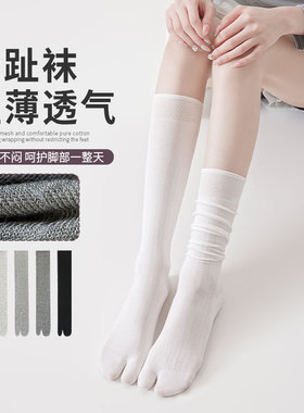 雀米CHEEMY FREE桑蚕丝竖纹分趾小腿女袜春夏薄款白色堆堆长筒袜