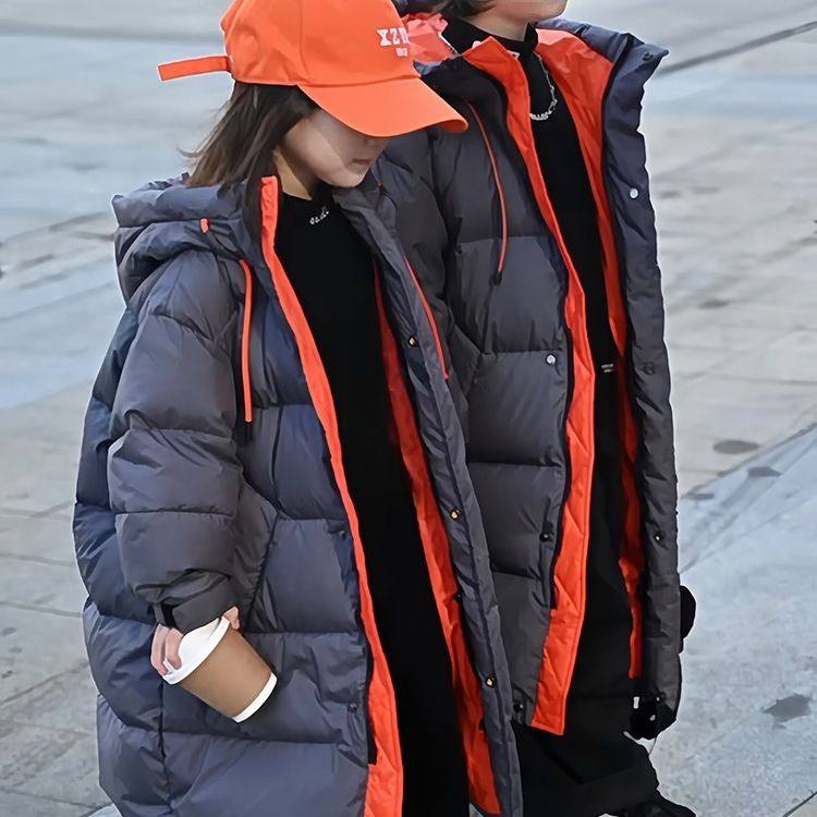 韩国新款男女童装2025冬季长款加厚羽绒服过膝中大童白鸭绒外套潮