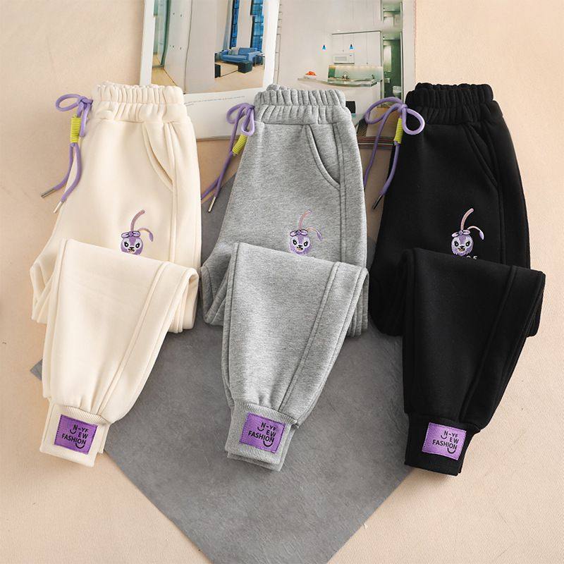 女童休闲卫裤2025秋冬新款儿童外穿加绒长裤冬装中小童女孩运动裤