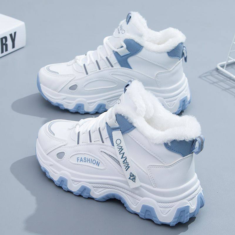 高帮老爹鞋女年冬季新款加绒加厚保暖休闲运动皮面大棉鞋,流行男鞋,高帮鞋,淘宝优惠券,粉丝福利购,淘宝优惠卷