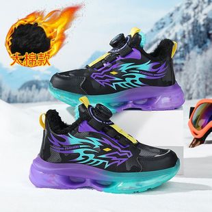 冬季新款皮面防水防滑童鞋大棉保暖男童运动鞋中大童旋转扣潮