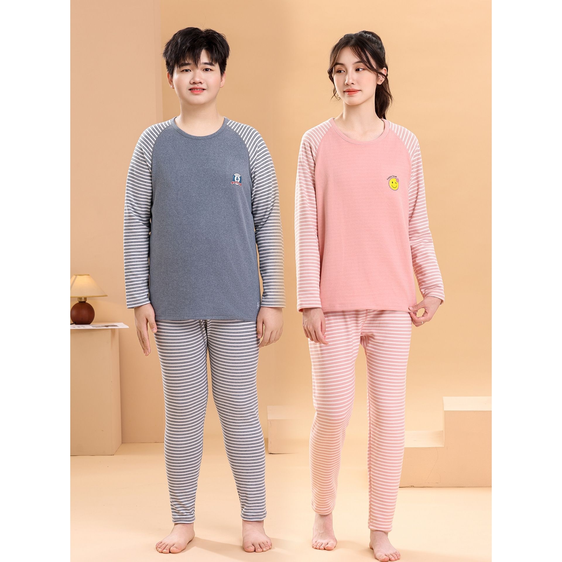 青少年初中生秋衣秋裤胖大童保暖内衣男童睡衣加肥大码女孩打底衫