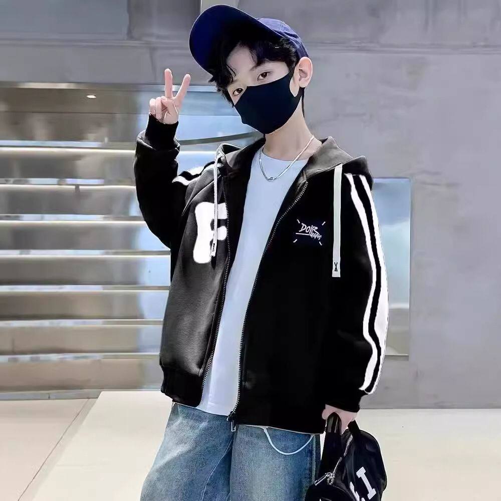 儿童春秋款运动上衣男童秋装外套秋季新款大童连帽开衫卫衣潮