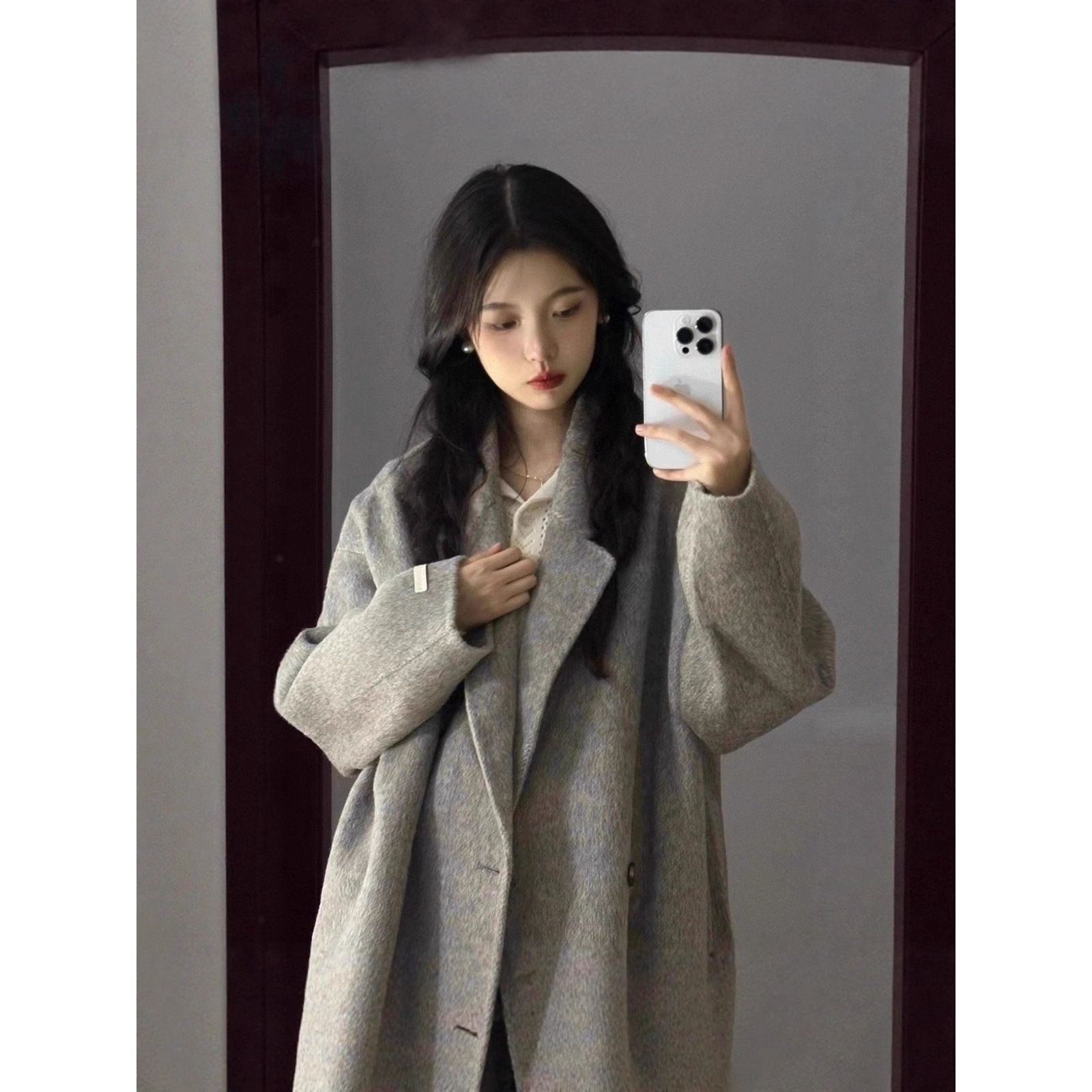 2025长款大衣女双面羊绒小个子春秋冬韩系高级感100羊毛呢子外套,女装/女士精品,毛呢外套,淘宝优惠券,粉丝福利购,淘宝优惠卷