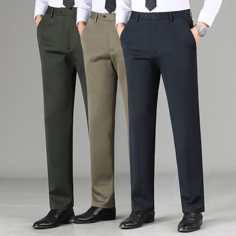 羊毛西裤男秋冬新品厚款男士休闲裤弹力修身直筒轻商务正装裤子男