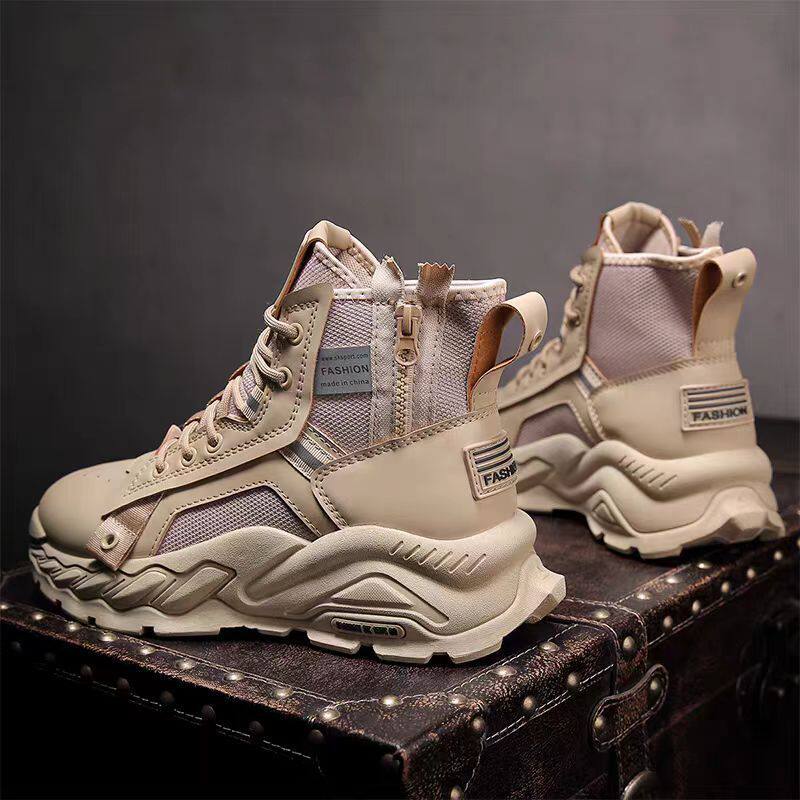 马丁靴男鞋秋季高帮英伦风复古工装靴厚底防水户外登山沙漠作战靴