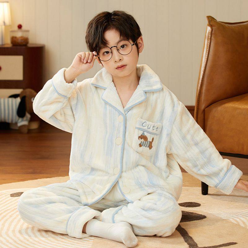 男童睡衣珊瑚绒冬季加绒加厚男孩法兰绒中大童磨毛居家服套装儿童,女士内衣/男士内衣/家居服,睡衣/家居服套装,淘宝优惠券,粉丝福利购,淘宝优惠卷