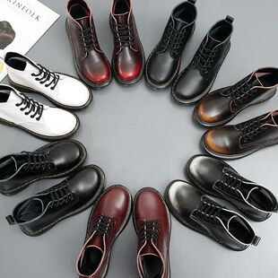 厚底马丁靴男女款中跟女短靴2025年秋冬经典款中筒潮流皮靴机车靴