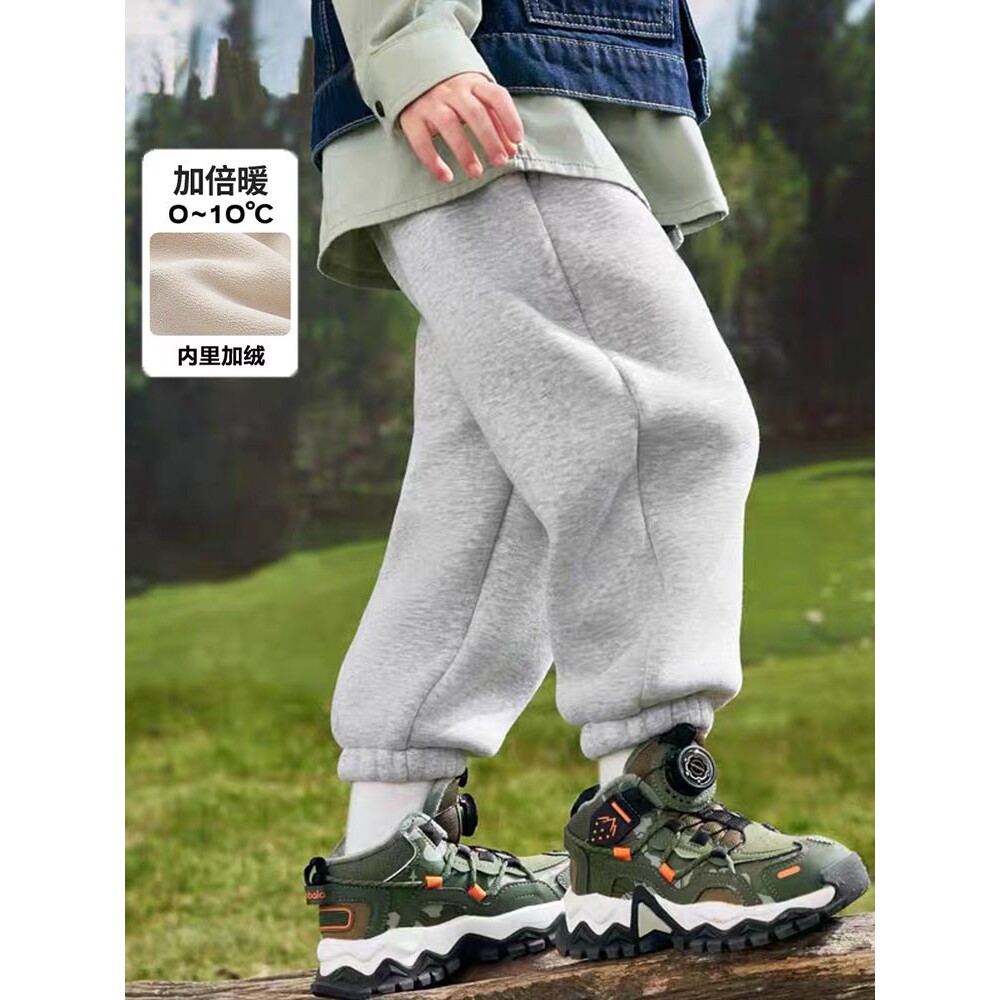 儿童加绒裤加厚休闲裤2025新款秋冬男童运动裤女童加绒长裤卫裤