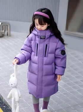 女童羽绒服长款亲子装2025新款冬季加厚儿童男童中大童童装外套