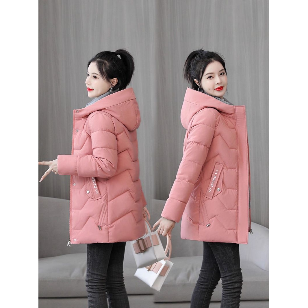 冬季新款棉服女中长款2025韩版修身棉衣加厚保暖百搭女装外套