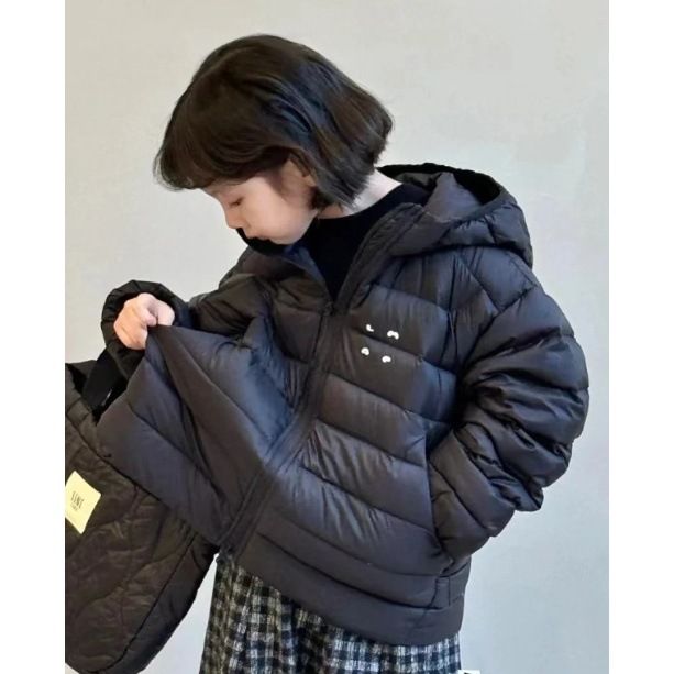 2025新款中大童秋冬季冬装女童保暖羽绒棉服纯色连帽加厚棉衣外套