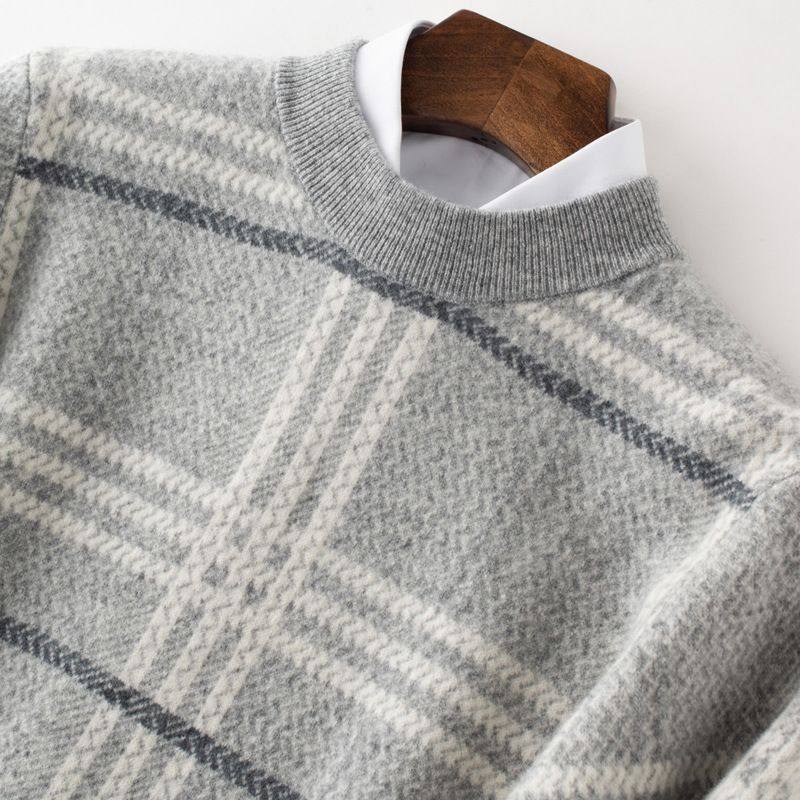 秋冬男士100%纯山羊毛衫加厚圆领套头毛衣宽松韩版羊毛针织衫条纹,女装/女士精品,羊绒衫,淘宝优惠券,粉丝福利购,淘宝优惠卷