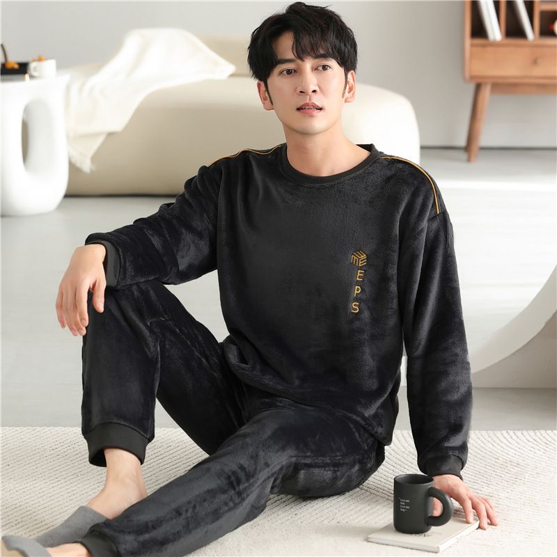 珊瑚绒睡衣男冬季加厚加绒青少年法兰绒大码冬款家居服2025年新款