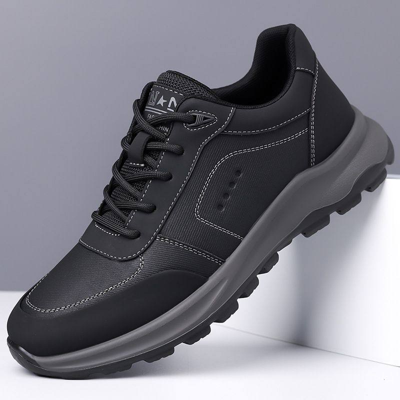 男鞋2025新款春季运动休闲鞋男软底防滑健步鞋男士真皮跑步鞋