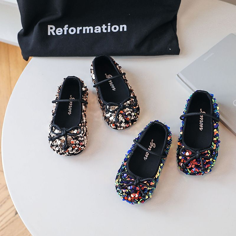 小童春秋款亮片闪亮公主鞋女童配礼服儿童舞蹈演出鞋宝宝皮鞋单鞋