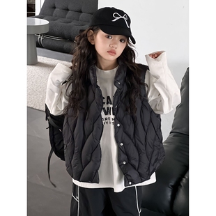 秋冬儿童立领马甲羽绒服坎肩90白鸭绒男童女童中小童保暖加厚保暖