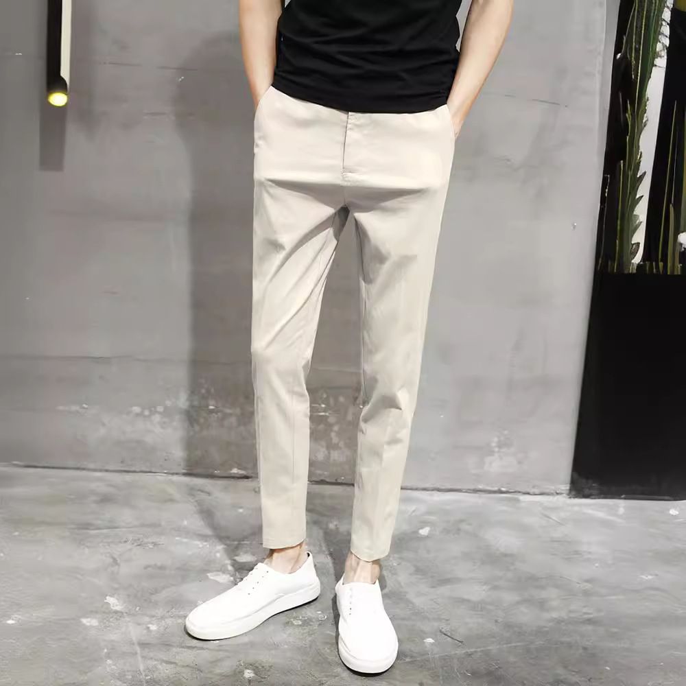 春夏季男士休闲裤西裤小脚裤子男黑修身九分裤男薄款韩版潮流长裤