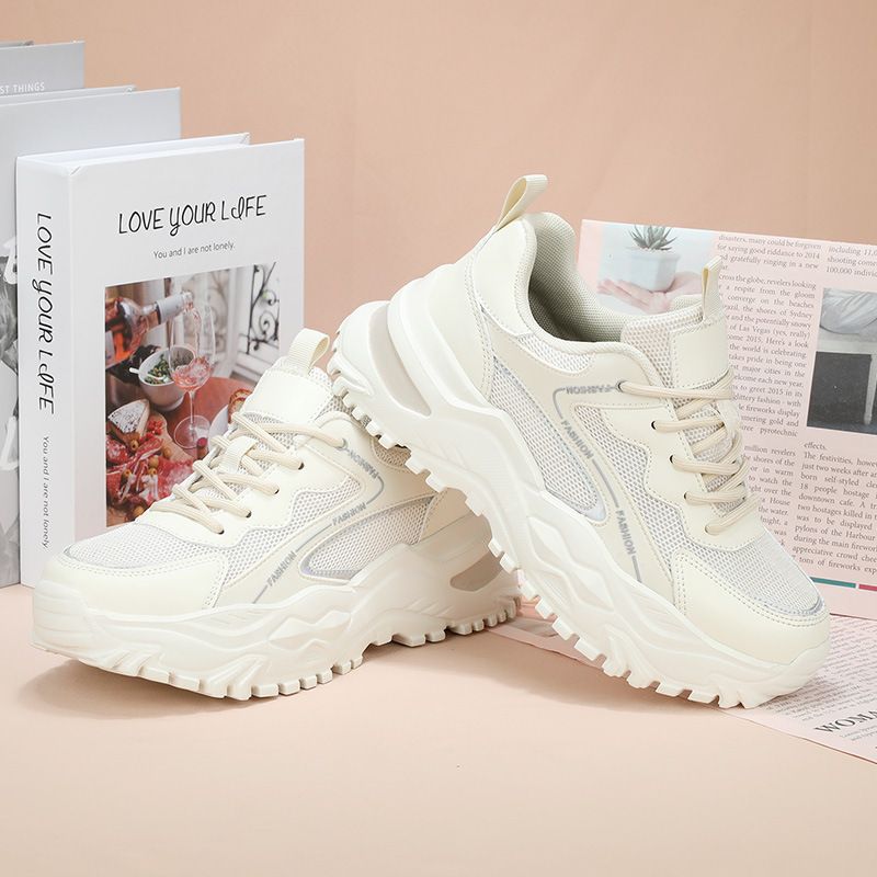 春季新品老爹鞋女大码女鞋厚底休闲运动鞋小白鞋时尚网面潮鞋