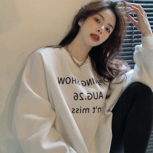 2025春秋卫衣女小众设计感新款潮ins港风薄款长袖圆领上衣慵懒风