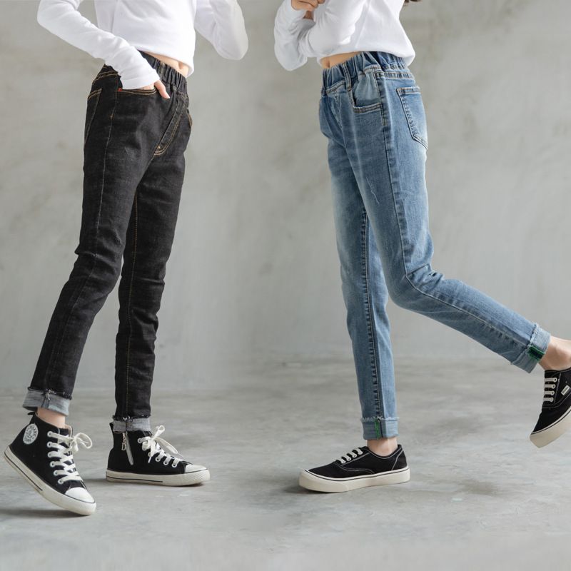 女童裤子秋冬新款韩版童装女孩弹力修身牛仔长裤小脚裤中大童