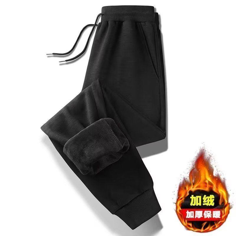 秋冬季裤子男士休闲裤加绒加厚卫裤韩版潮流保暖运动束脚九分裤男