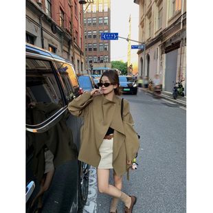 风衣外套女春秋季中长款卡其色立领新款小个子韩系高级感