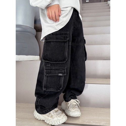 男童裤子秋季儿童加绒牛仔裤2025秋冬新款大童秋装工装长裤潮童装