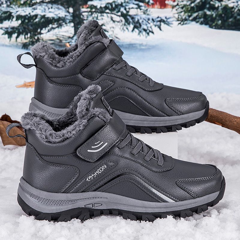 中老年棉鞋冬季新款加绒加厚棉靴男士短靴户外徒步防滑雪地靴男