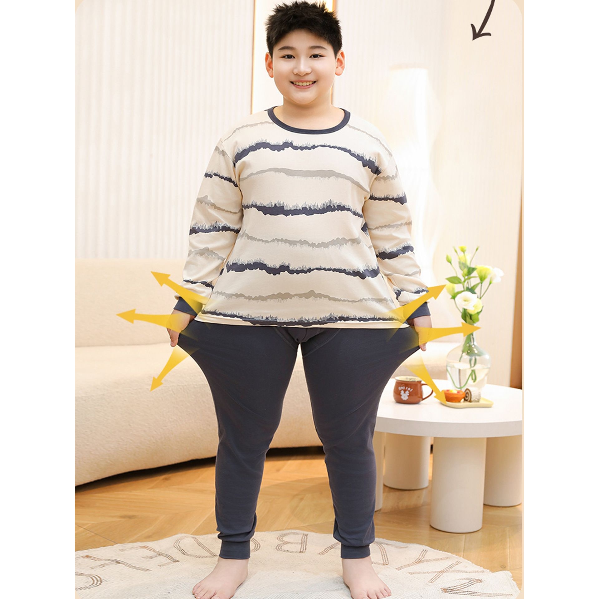 2025胖童纯棉内衣套装中大童加肥加大秋衣秋裤家居服儿童保暖睡衣