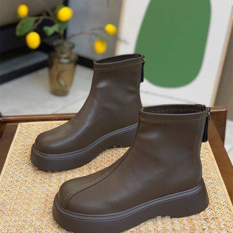 马丁靴女小个子厚底增高短靴女2025秋冬薄绒瘦瘦靴切尔西靴弹力靴,女鞋,马丁靴,淘宝优惠券,粉丝福利购,淘宝优惠卷