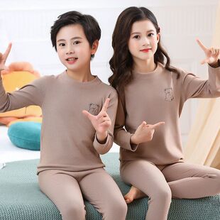 儿童秋衣秋裤套装秋冬男童保暖内衣中大童打底棉毛衫高领女童睡衣