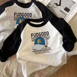 T恤儿童洋气宝宝可爱 印花长袖 纯棉中小童休闲春季 男女童个性