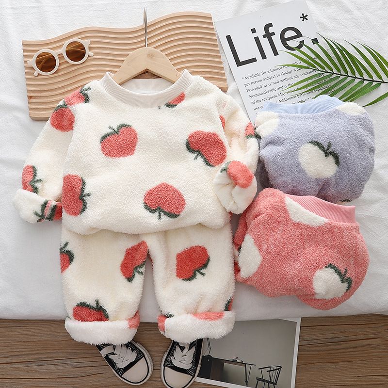 女童睡衣套装婴儿童冬季新款宝宝冬装加绒家居服两件套保暖衣服潮