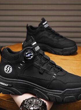 2025秋季中帮男鞋潮流百搭马丁靴男鞋一脚蹬时尚鞋青少年休闲鞋