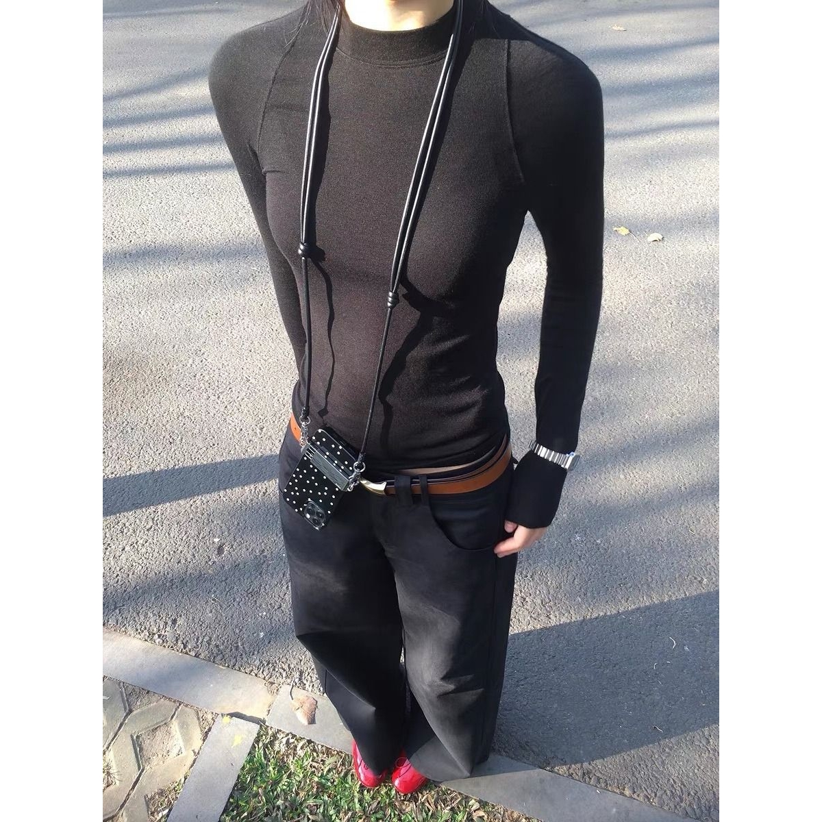 新款高弹力修身显瘦叠穿百搭天丝羊毛圆领长袖打底衫女T恤4203