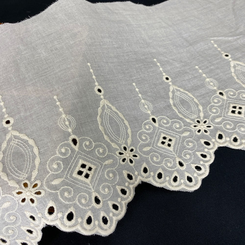 22厘米杏色棉布刺绣花边辅料diy手工服装裙子窗帘床品棉镂空绣花