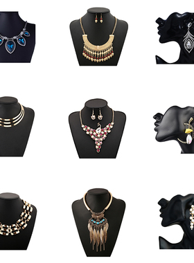 衣帽间首饰样品珍珠项链耳钉模特拍照背景服装店珠宝柜台摆件黑色