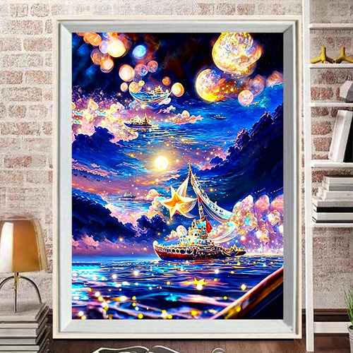 2026新款钻石画星海远航diy城堡高颜值手工钻石贴画满钻客厅玄关