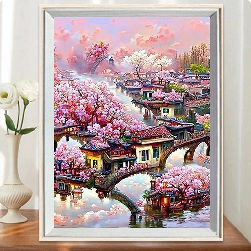 唯美古风江南风景钻石画2025新款满钻客厅卧室手工diy点贴装饰画,居家布艺,钻石绣,淘宝优惠券,粉丝福利购,淘宝优惠卷