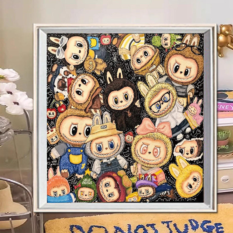 新款泡泡玛特2026满钻5d钻石画手工diy粘贴画卡通儿童房间装饰画