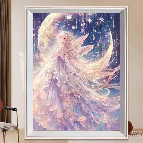 月光天使少女DIY满钻钻石画